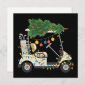 ゴルフカートのクリスマスツリーのライト Xmas スポーツ ゴルファー シーズンカード (正面/裏面)