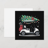 ゴルフカートのクリスマスツリーのライト Xmas スポーツ ゴルファー シーズンカード (正面/裏面)