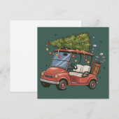 ゴルフカートのクリスマスツリー ゴルフ愛好家へのギフト シーズンカード (正面/裏面)