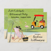 ゴルフカートのコース退職パーティー 招待状 (正面/裏面)