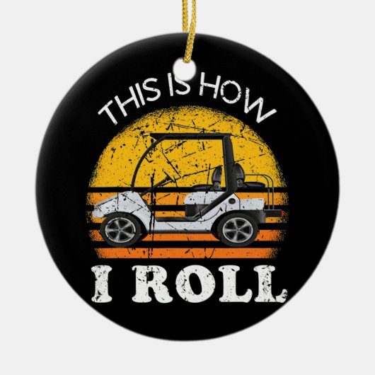 ゴルフカートのゴルファ転がーはこんなふおもしろいうに！  セラミックオーナメント (正面)