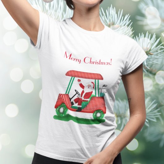 ゴルフカートのサンタ メリークリスマス Tシャツ