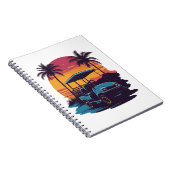 ゴルフカートのパームツリーズサンセットヴィンテージ ノートブック (右側)