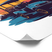 ゴルフカートのパームツリーズサンセットヴィンテージ ポスター (角)