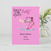 ゴルフカートのピンクテーマ 女性トーナメント用 招待状 (スタンド正面)