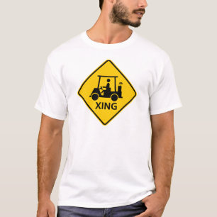 ゴルフカートの交差のハイウェーの印 Tシャツ