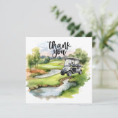 ゴルフカートの水彩付きゴルフサンキューカード サンキューカード (スタンド正面)