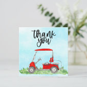 ゴルフカートの水彩付きゴルフサンキューカード サンキューカード (スタンド正面)