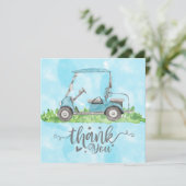 ゴルフカートの水彩付きゴルフサンキューカード サンキューカード (スタンド正面)