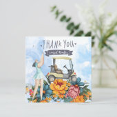 ゴルフカートの水彩付きゴルフサンキューカード サンキューカード (スタンド正面)