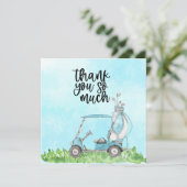 ゴルフカートの水彩付きゴルフサンキューカード サンキューカード (スタンド正面)