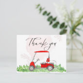 ゴルフカートの水彩付きゴルフサンキューカード ポストカード (スタンド正面)