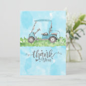 ゴルフカートの水彩付きゴルフサンキューカード 招待状 (スタンド正面)