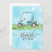 ゴルフカートの水彩付きゴルフサンキューカード 招待状 (正面/裏面)