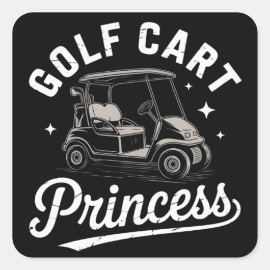 ゴルフカートの王女様 おもしろいゴルファー レディース スクエアシール (正面)