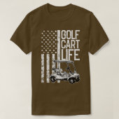 ゴルフカートの生活アメリカ国旗の愛国的なゴルフスポ Tシャツ (デザイン正面)