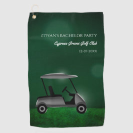 ゴルフカートの緑のゴルフコースでゴルフの独身パーティーだ！ ゴルフタオル