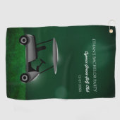 ゴルフカートの緑のゴルフコースでゴルフの独身パーティーに行こう ゴルフタオル (横)