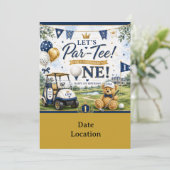 ゴルフカートの1歳の誕生日バナー 招待状 (スタンド正面)