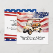 ゴルフカートの4thオブジュライ独立記念日 招待状 (正面/裏面)