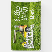 ゴルフカートは緑の草の上に40歳の誕生日 横断幕 (縦)