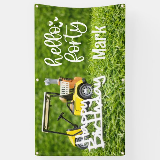 ゴルフカートは緑の草の上に40歳の誕生日 横断幕 (縦)