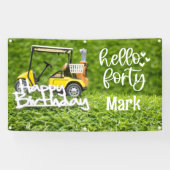 ゴルフカートは緑の草の上に40歳の誕生日 横断幕 (横)