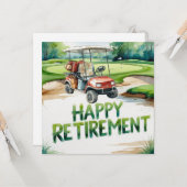 ゴルフカートをグリーンに置いたゴルフリタイア カード (正面/裏面インサイチュ)