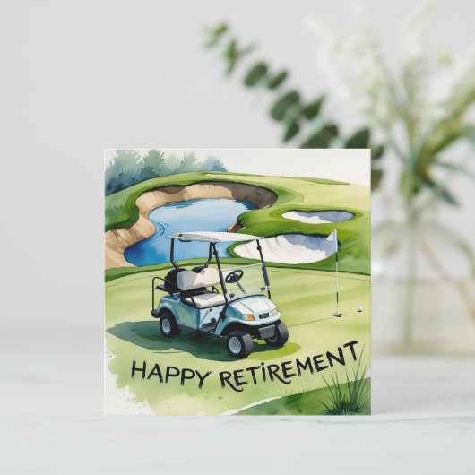 ゴルフカートをグリーンに置いたゴルフリタイア カード (スタンド正面)