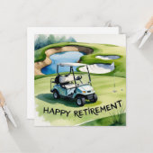 ゴルフカートをグリーンに置いたゴルフリタイア カード (正面/裏面インサイチュ)