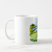 ゴルフカートをグリーンに置いたゴルフリタイア コーヒーマグカップ (左)