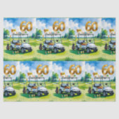 ゴルフカートをグリーンに置いてゴルフ60th誕生日 薄葉紙 (正面)