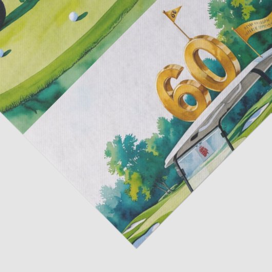 ゴルフカートをグリーンに置いてゴルフ60th誕生日 薄葉紙 (詳細)