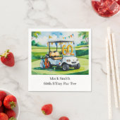 ゴルフカートをグリーンに置くゴルフ60誕生日 スタンダードカクテルナプキン (インサイチュ)