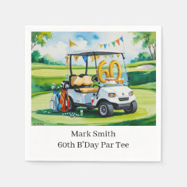 ゴルフカートをグリーンに置くゴルフ60誕生日 スタンダードカクテルナプキン