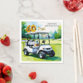 ゴルフカートをグリーンに置くゴルフ60誕生日 スタンダードカクテルナプキン (インサイチュ)