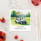 ゴルフカートをグリーンに置くゴルフ60誕生日 スタンダードカクテルナプキン (インサイチュ)