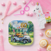 ゴルフカートをグリーンに置くゴルフ60誕生日 ペーパープレート (パーティー)