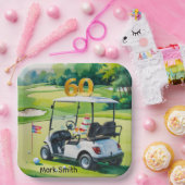 ゴルフカートをグリーンに置くゴルフ60誕生日 ペーパープレート (パーティー)