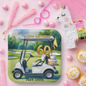 ゴルフカートをグリーンに置くゴルフ60誕生日 ペーパープレート (パーティー)