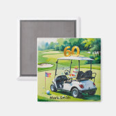 ゴルフカートをグリーンに置くゴルフ60誕生日 マグネット (正面/裏面)