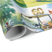 ゴルフカートをグリーンに置くゴルフ60誕生日 ラッピングペーパー (ロールコーナー)
