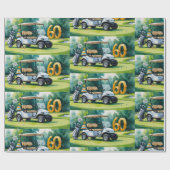 ゴルフカートをグリーンに置くゴルフ60誕生日 ラッピングペーパー (フラット)