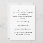 ゴルフカートをグリーンに置くゴルフ60誕生日 招待状 (裏面)