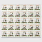 ゴルフカートをグリーンWrに乗せたゴルフメリークリスマス ラッピングペーパー (フラット)