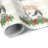 ゴルフカートをグリーンWrに乗せたゴルフメリークリスマス ラッピングペーパー (ロールコーナー)