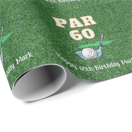 ゴルフカートをゴルファーに持つゴルフ60歳の誕生日 ラッピングペーパー (ロールコーナー)