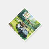 ゴルフカートをパッティンググリーンに装着したゴルフ1st誕生日 スタンダードカクテルナプキン (角)