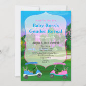 ゴルフカートを使った性別お披露目ベビーシャワー 招待状 (正面)