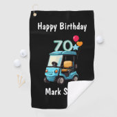 ゴルフカートを使用したゴルファーへのゴルフ70誕生日 おもしろい ゴルフタオル (インサイチュ)